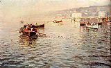 Fishing Vessels Off A Coast by Attilio Pratella